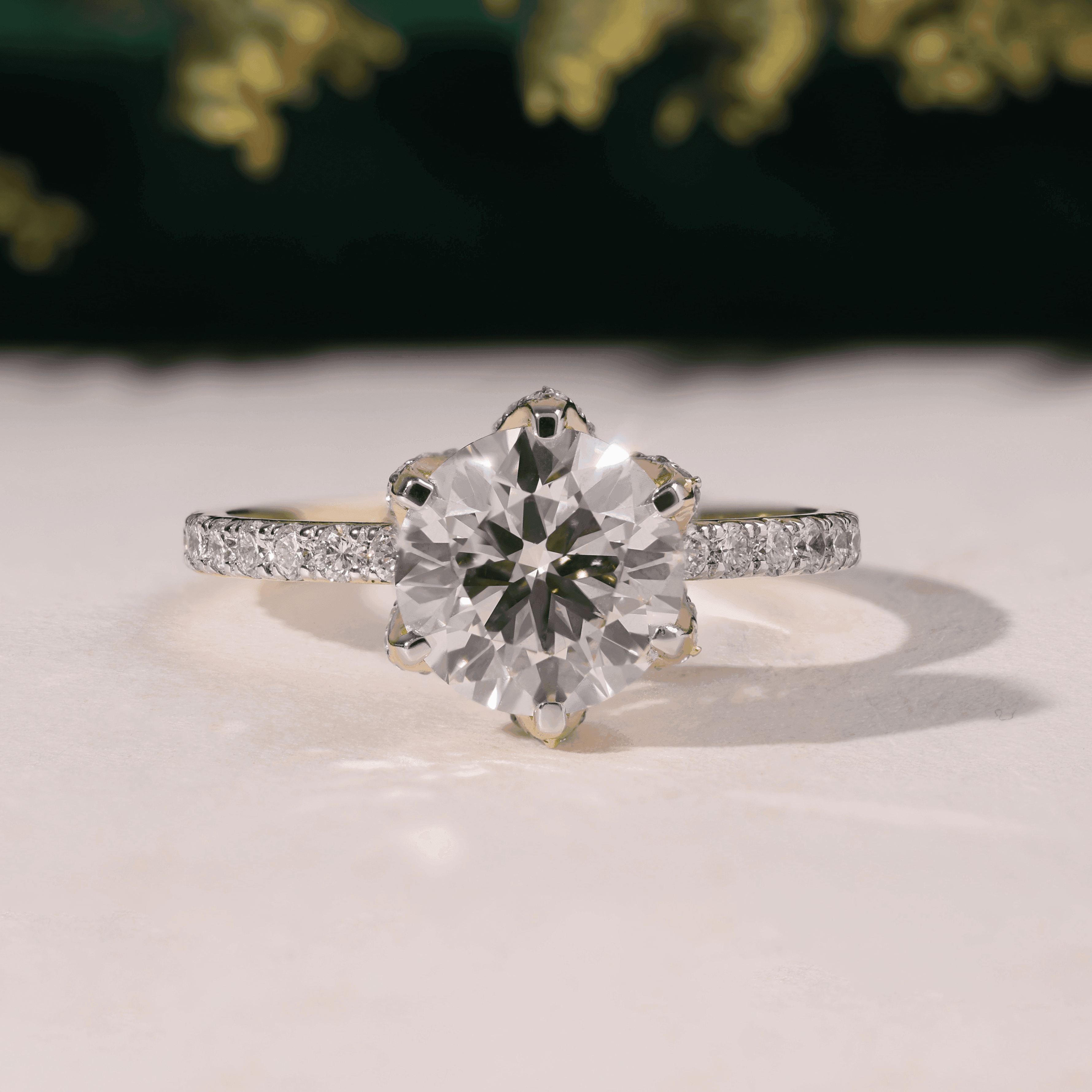 Round Solitaire Engagement and Wedding Ring for Women