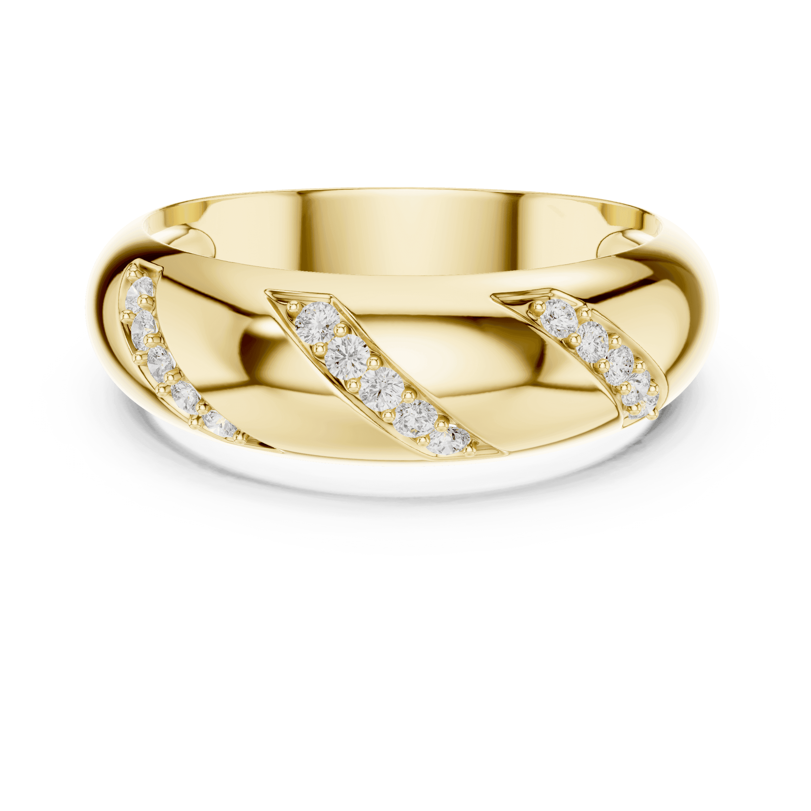 Men's Rose Gold Pavé Diagonal Diamond Band Ring