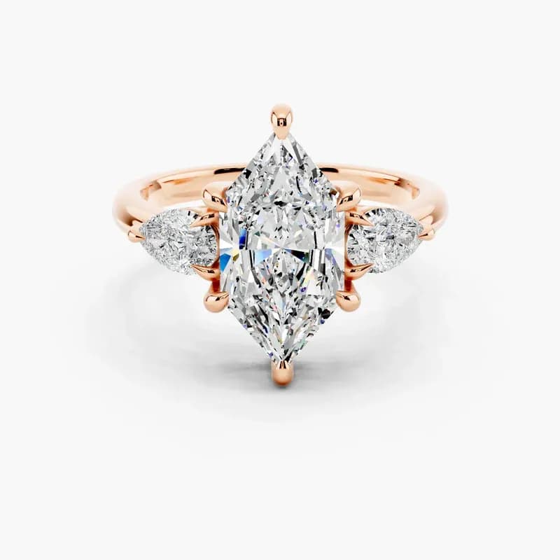 2.00Ct Dutch Marquise Three Stone Ring | Pear Side Stone Ring | Solitaire Ring | Gift For Her
